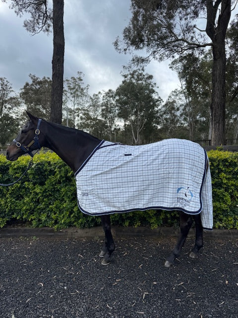 Check Sheet with Satin Shoulders, Tail Bag & Embroidery